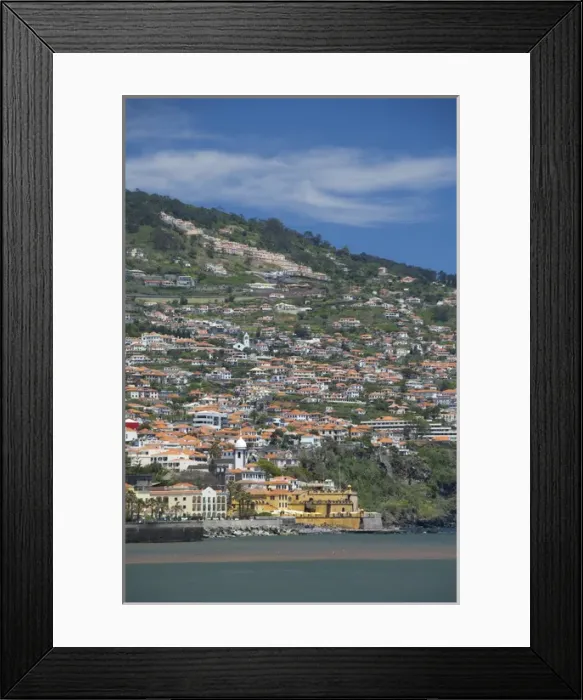 Framed Print : Portugal, Madeira Island, Funchal. Historic yellow Saint Tiago Fortress (aka Forte