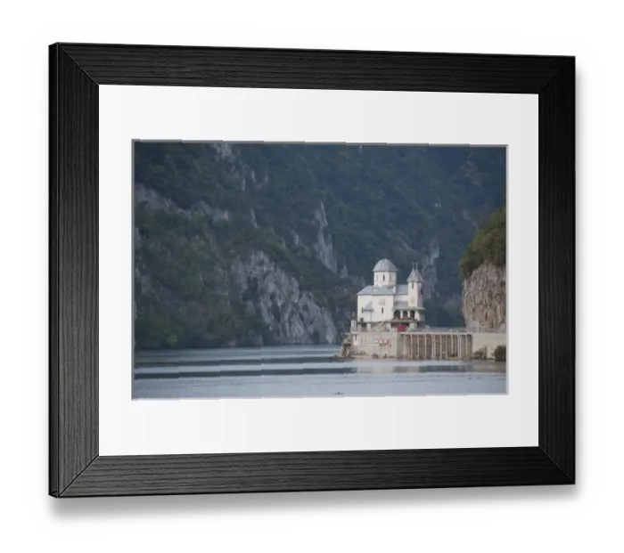 Framed Print : Romaina, Mraconia Monastery, Danube River Gorge near Iron Gate area. Romanian orthodox