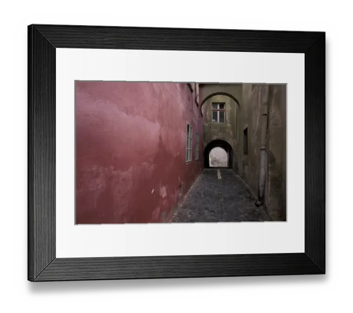 Framed Print : Europe, Romania, Sighishoara, village alleyway Framed Print : Europe, Romania, Sighishoara, village alleyway