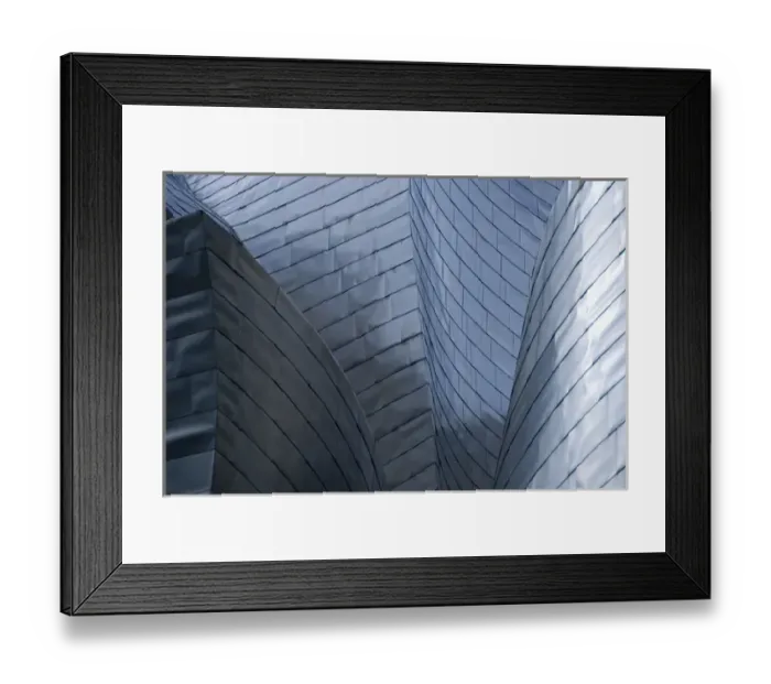Framed Print : Spain, Bilbao. Guggenheim Museum designed by architect Frank Gehry, reflective titanium