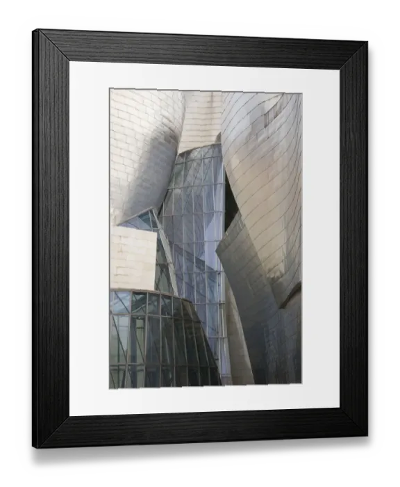 Framed Print : Spain, Bilbao. Guggenheim Museum designed by architect Frank Gehry, reflective titanium Framed Print : Spain, Bilbao. Guggenheim Museum designed by architect Frank Gehry, reflective titanium