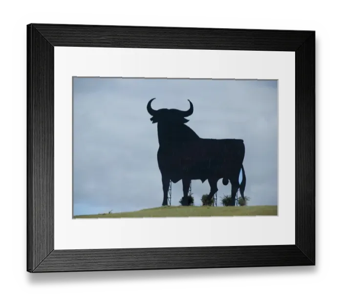 Framed Print : Spain, Castile-Leon region, Burgos. Famous Osborne bull roadside sign Framed Print : Spain, Castile-Leon region, Burgos. Famous Osborne bull roadside sign