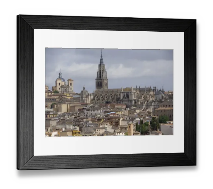 Framed Print : Spain, Castilla-La Mancha, Toledo. Overviews of historic city, Toledo Cathedral