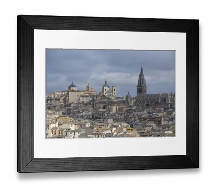 Framed Print : Spain, Castilla-La Mancha, Toledo. Overviews of historic city, Toledo Cathedral