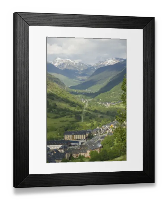Framed Print : Spain, Catalonia, Aran Valley, Vielha. Ski resort area in the Pyrenees