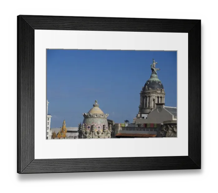 Framed Print : Spain, Catalonia, Barcelona. Barcelona roof top views from Casa Batllo
