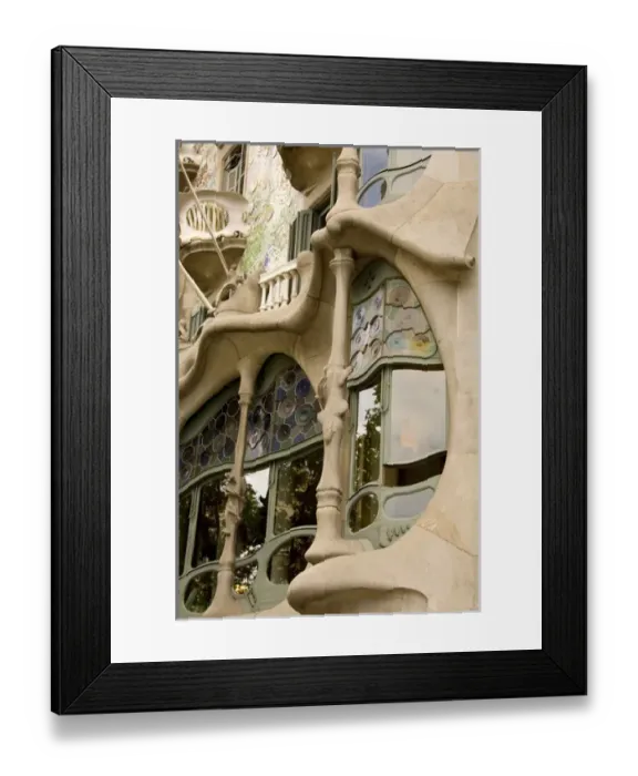 Framed Print : Spain, Catalonia, Barcelona. Gaudis Casa Batllo (1906) lavish baroque bones