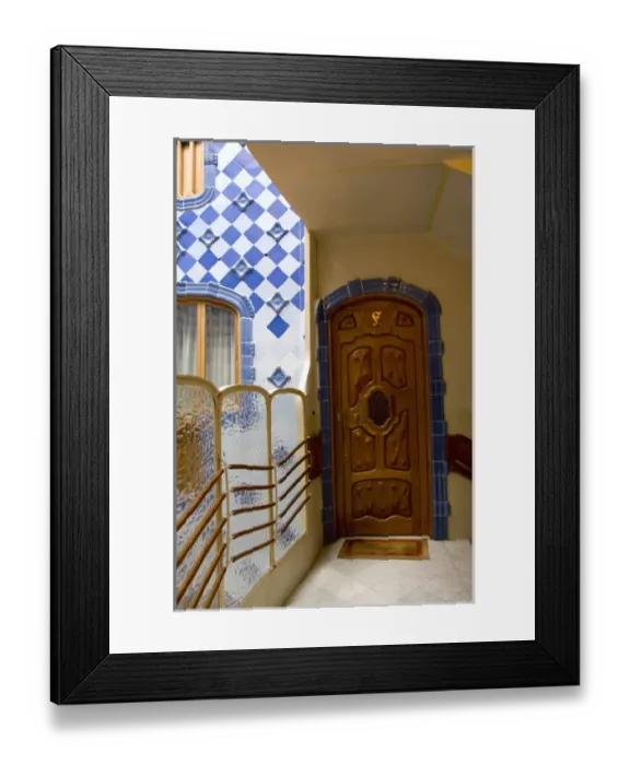 Framed Print : Spain, Catalonia, Barcelona. Gaudis Casa Batllo (1906). Blue tile interior Framed Print : Spain, Catalonia, Barcelona. Gaudis Casa Batllo (1906). Blue tile interior