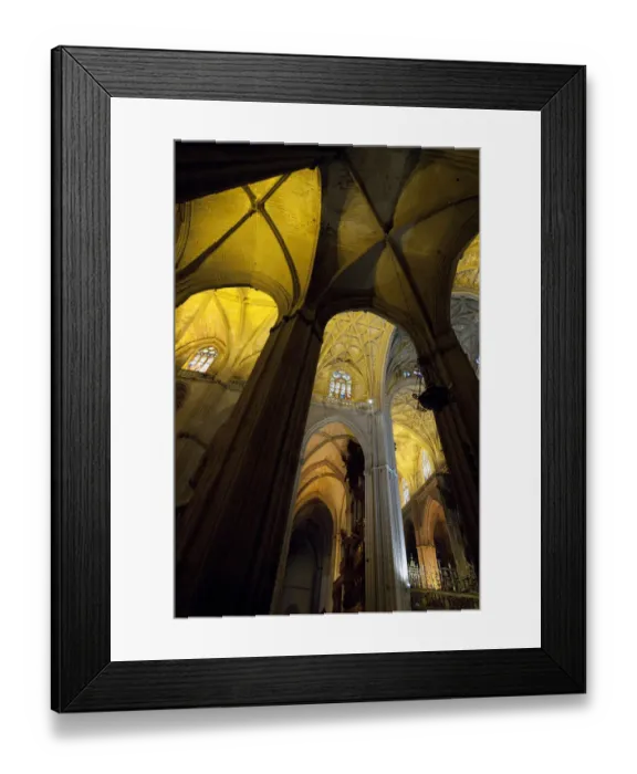 Framed Print : Spain, Cadiz Province, Seville. Gothic  /  Renaissance style Seville Cathedral, interior
