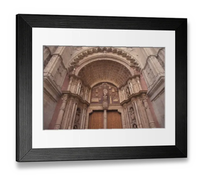Framed Print : Europe, Spain, Palma de Mallorca, Cathedral entrance doors
