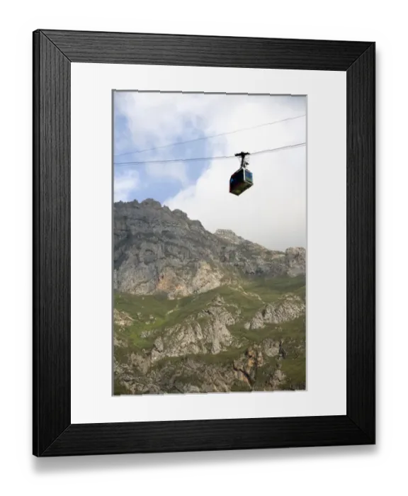 Framed Print : Aerial tramway in the Picos de Europa at Fuente De, Liebana, Cantabria, northwestern