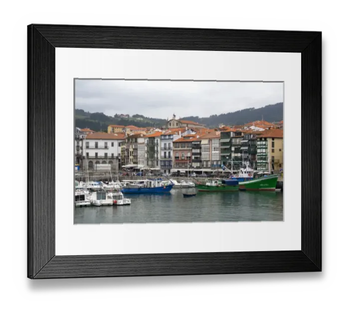 Framed Print : Old town and fishing port of Lekeitio in the province of Biscay, Basque Country Framed Print : Old town and fishing port of Lekeitio in the province of Biscay, Basque Country