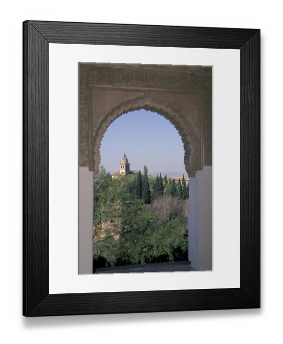 Framed Print : Spain, Andalucia, Granada The Alhambra, fortified Moorish palace, viewed through