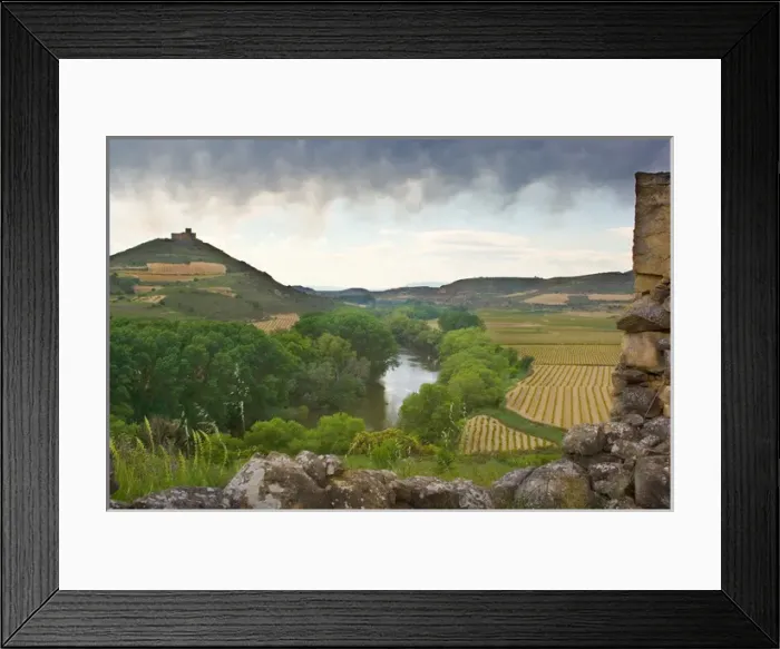 Framed Print : Castle above the Ebro River with vineyards along the San Vicente to Banos de Ebro Framed Print : Castle above the Ebro River with vineyards along the San Vicente to Banos de Ebro