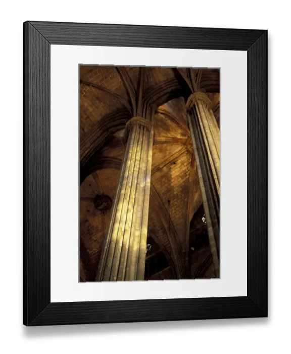 Framed Print : EU, Spain, Barcelona, Barrio Gotico (old town), St Eulalia cathedral. Columns sustaining