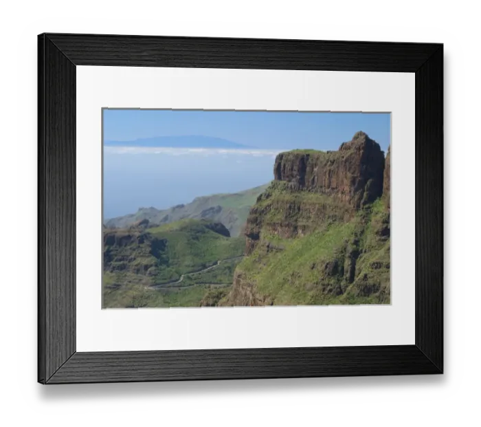 Framed Print : Spain, Canary Islands, Tenerife, mountain road looking to La Gomera