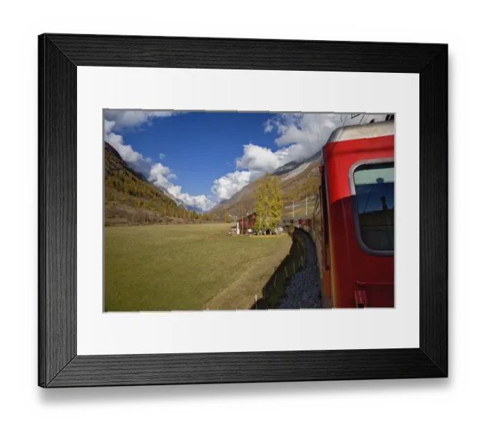 Framed Print : Swiss countryside from onboard train