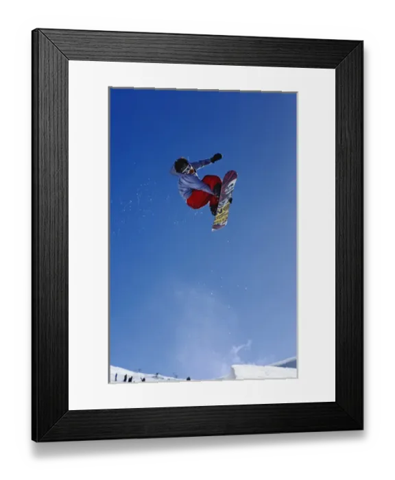 Framed Print : Snowboarder jumping in halfpipe, Klein Matterhorn, Zermatt, Switzerland, Model Released Framed Print : Snowboarder jumping in halfpipe, Klein Matterhorn, Zermatt, Switzerland, Model Released
