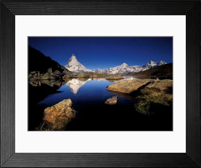 Framed Print : Europe, Switzerland, Zermatt, Matterhorn reflected in Riffelsee