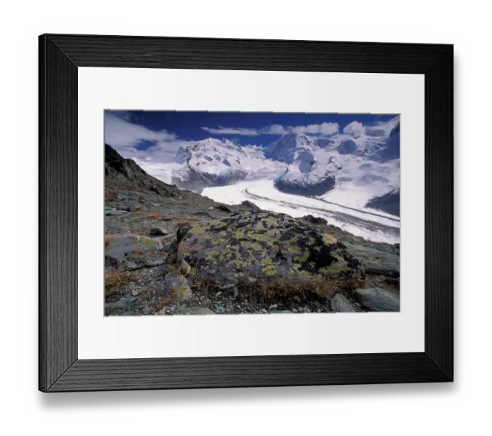 Framed Print : EU, Switzerland, Matterhorn Region, Zermatt Monte Rosa and Liskamm Peak