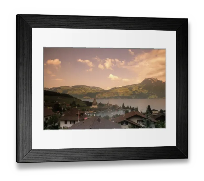 Framed Print : Life in Switzerland beautiful village of Spiez Switzerland with lake thun Framed Print : Life in Switzerland beautiful village of Spiez Switzerland with lake thun