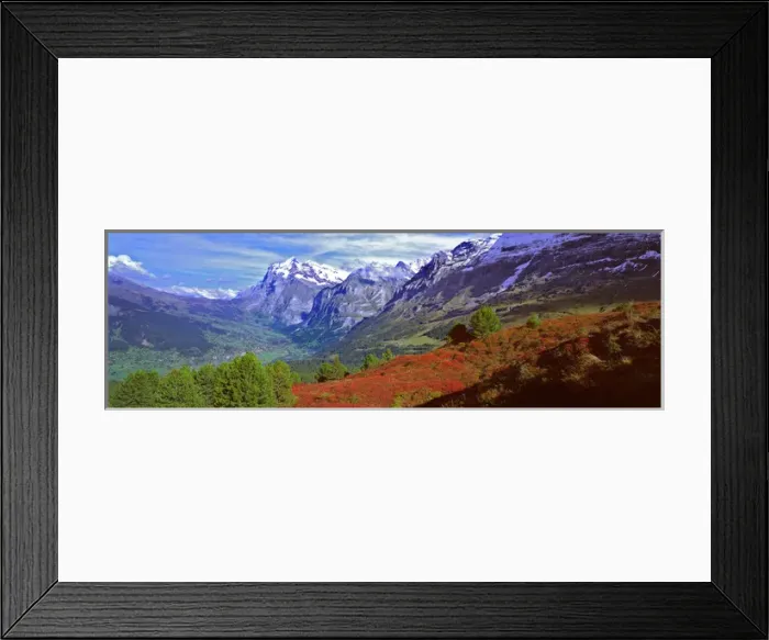 Framed Print : Europe, Switzerland, Grindelwald. Hikers have a beautiful view to Grindelwald Framed Print : Europe, Switzerland, Grindelwald. Hikers have a beautiful view to Grindelwald