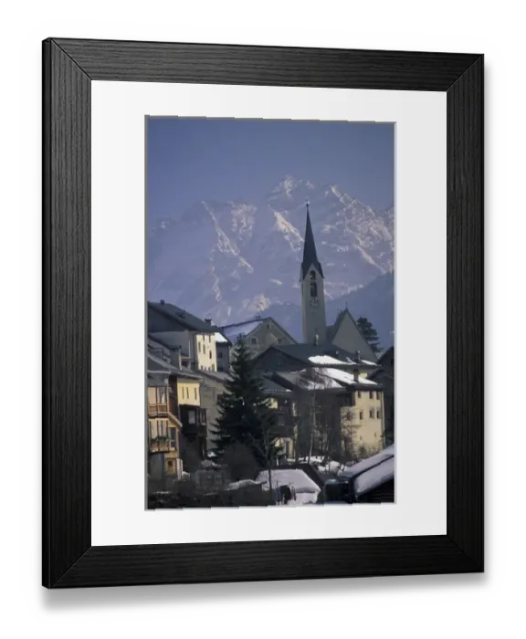 Framed Print : Europe, Switzerland, Graubunden, Guarda. Village view Framed Print : Europe, Switzerland, Graubunden, Guarda. Village view