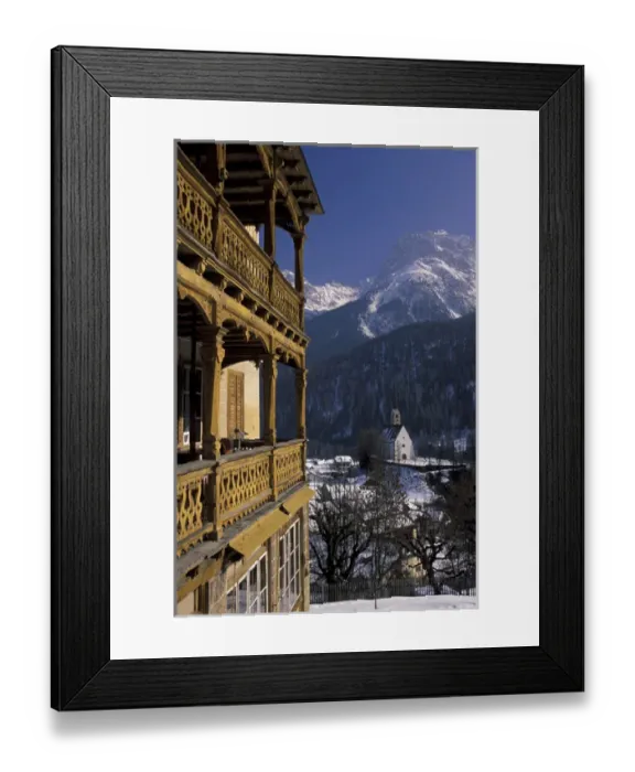 Framed Print : Europe, Switzerland, Graubunden, Scuol. Town view from main road Framed Print : Europe, Switzerland, Graubunden, Scuol. Town view from main road