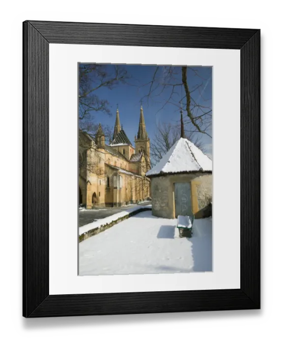 Framed Print : SWITZERLAND-NEUCHATEL: Collegiale Church (16th century)  /  Winter