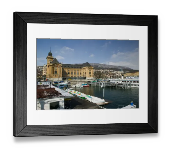 Framed Print : SWITZERLAND-NEUCHATEL: Place du Port on Lake Neuchatel / Winter Framed Print : SWITZERLAND-NEUCHATEL: Place du Port on Lake Neuchatel / Winter