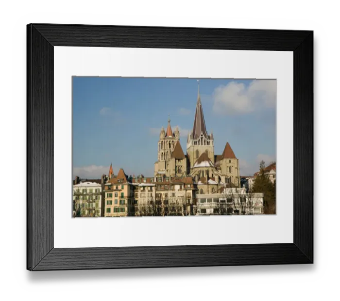 Framed Print : SWITZERLAND-(Vaud)-LAUSANNE: Cathedral Tower  /  Winter  /  Morning