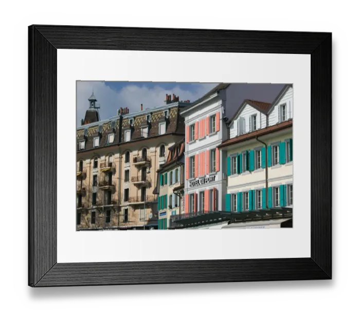 Framed Print : SWITZERLAND-(Vaud)-LAUSANNE (OUCHY): View of the town of OUCHY Shore of Lake Geneva Framed Print : SWITZERLAND-(Vaud)-LAUSANNE (OUCHY): View of the town of OUCHY Shore of Lake Geneva