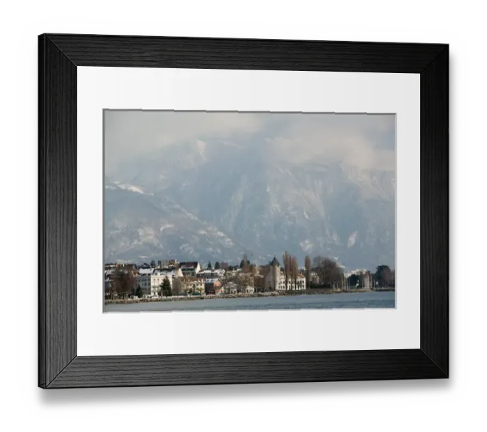 Framed Print : SWITZERLAND-(Vaud)-Swiss Riviera-VEVEY: Hillsides above VEVEY / Winter Shore of Lake Framed Print : SWITZERLAND-(Vaud)-Swiss Riviera-VEVEY: Hillsides above VEVEY / Winter Shore of Lake