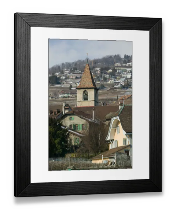Framed Print : SWITZERLAND-(Vaud)-Swiss Riviera-CULLY: Town View / Winter Shore of Lake Geneva Framed Print : SWITZERLAND-(Vaud)-Swiss Riviera-CULLY: Town View / Winter Shore of Lake Geneva