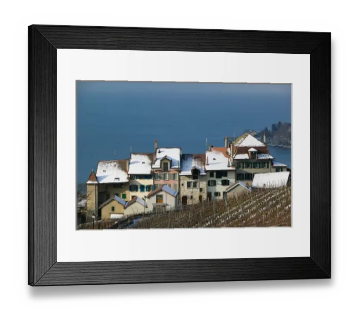 Framed Print : SWITZERLAND-(Vaud)-Swiss Riviera-EPESSES: Town View  /  Winter Corniche de Lavaux