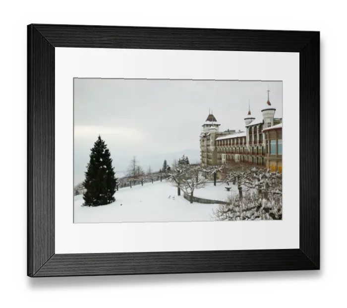 Framed Print : SWITZERLAND-(Vaud)-Swiss Riviera-CAUX: International Hotel School Building / Winter Framed Print : SWITZERLAND-(Vaud)-Swiss Riviera-CAUX: International Hotel School Building / Winter
