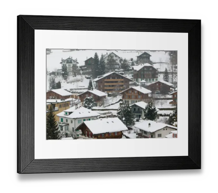 Framed Print : SWITZERLAND-Vaud-CHATEAUX-D OEX: Town View / Winter Framed Print : SWITZERLAND-Vaud-CHATEAUX-D OEX: Town View / Winter