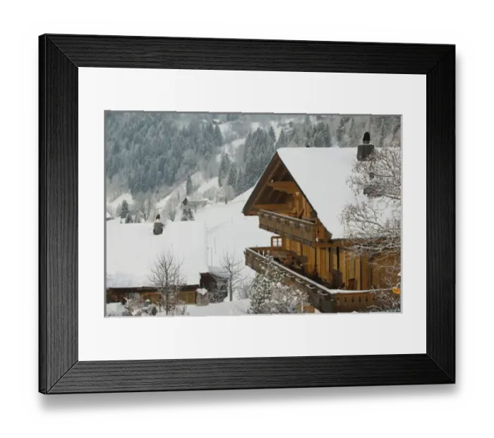 Framed Print : SWITZERLAND-Bern-SaNEN (Area around Gstaad): Ski Chalet Under Fresh Snow / Winter Framed Print : SWITZERLAND-Bern-SaNEN (Area around Gstaad): Ski Chalet Under Fresh Snow / Winter