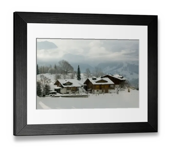 Framed Print : SWITZERLAND-Bern-SaNEN (Area around Gstaad): Ski Chalet Under Fresh Snow / Winter Framed Print : SWITZERLAND-Bern-SaNEN (Area around Gstaad): Ski Chalet Under Fresh Snow / Winter