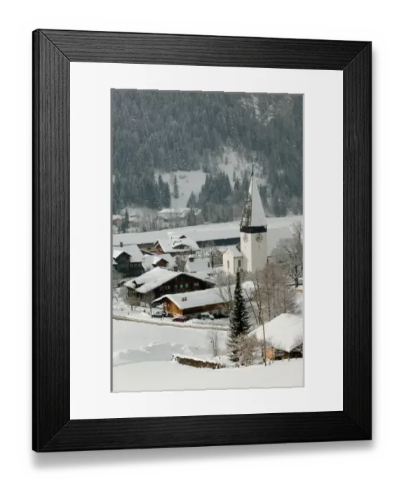 Framed Print : SWITZERLAND-Bern-SaNEN (Area around Gstaad): Town Church with Fresh Snow Morning / Winter Framed Print : SWITZERLAND-Bern-SaNEN (Area around Gstaad): Town Church with Fresh Snow Morning / Winter