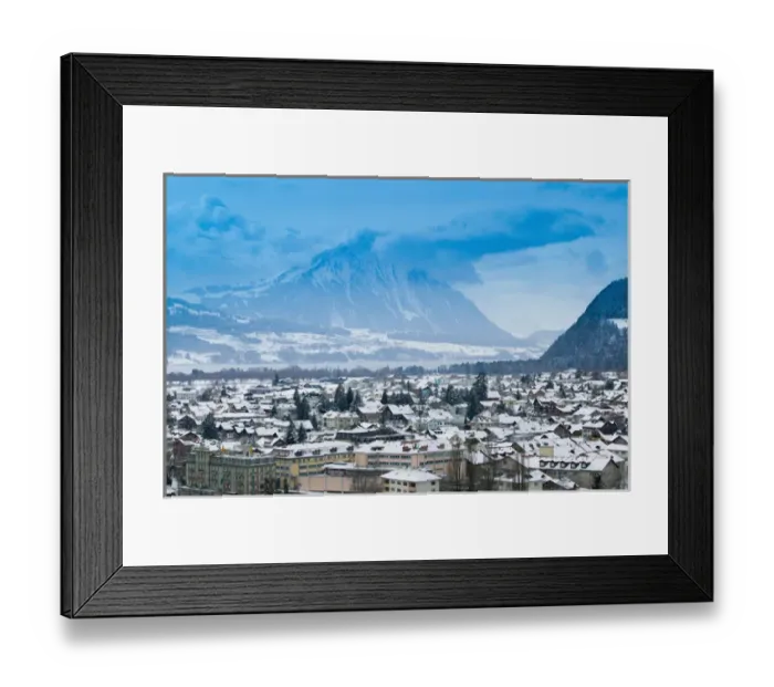 Framed Print : SWITZERLAND-Bern-INTERLAKEN: Town View from Metropole Hotel / Daytime / Winter Framed Print : SWITZERLAND-Bern-INTERLAKEN: Town View from Metropole Hotel / Daytime / Winter