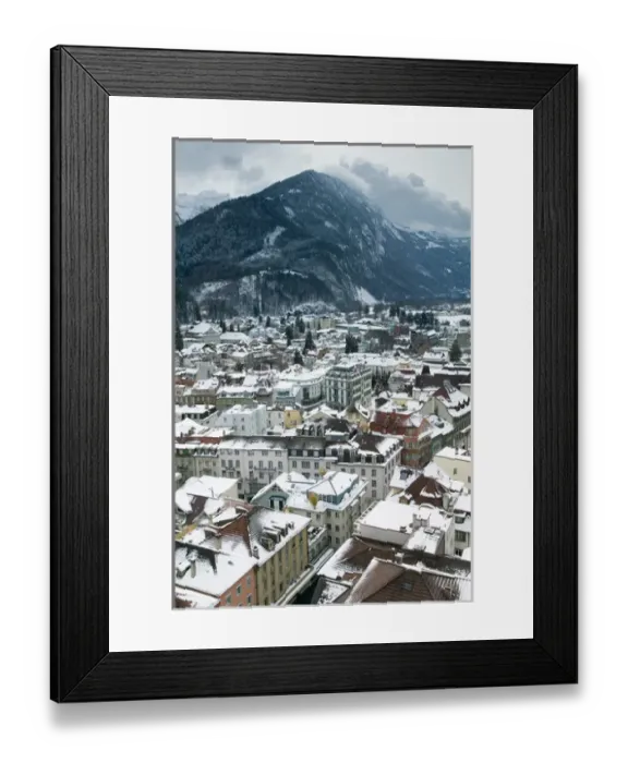 Framed Print : SWITZERLAND-Bern-INTERLAKEN: Town View from Metropole Hotel  /  Daytime  /  Winter
