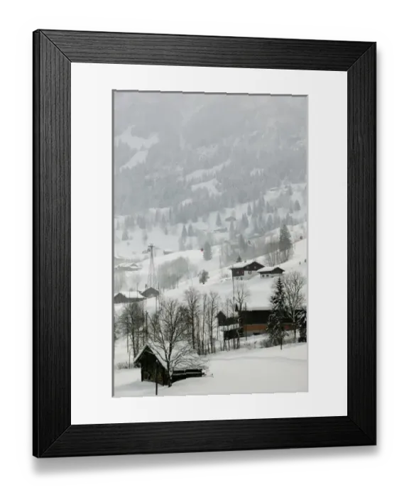 Framed Print : SWITZERLAND-Bern-GRINDELWALD: Ski Chalets / Winter Framed Print : SWITZERLAND-Bern-GRINDELWALD: Ski Chalets / Winter