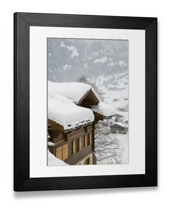 Framed Print : SWITZERLAND-Bern-GRINDELWALD: Ski Chalets / Winter Framed Print : SWITZERLAND-Bern-GRINDELWALD: Ski Chalets / Winter