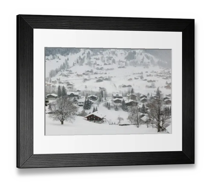 Framed Print : SWITZERLAND-Bern-GRINDELWALD: Ski Chalets / Winter Framed Print : SWITZERLAND-Bern-GRINDELWALD: Ski Chalets / Winter