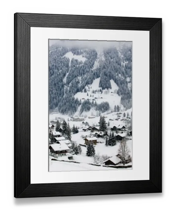 Framed Print : SWITZERLAND-Bern-GRINDELWALD: Ski Chalets / Winter Framed Print : SWITZERLAND-Bern-GRINDELWALD: Ski Chalets / Winter