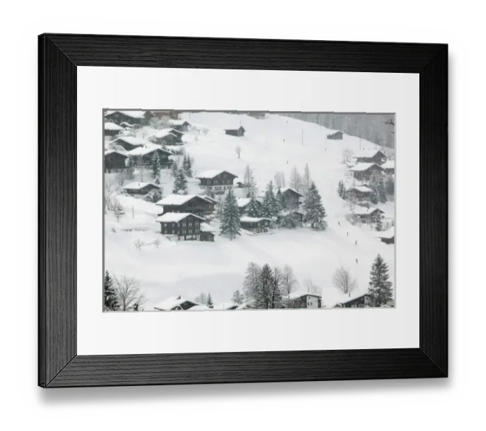 Framed Print : SWITZERLAND-Bern-GRINDELWALD: Ski Chalets / Winter Framed Print : SWITZERLAND-Bern-GRINDELWALD: Ski Chalets / Winter