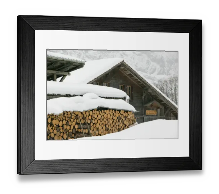 Framed Print : SWITZERLAND-Bern-LAUTERBRUNNEN: Wood Pile  /  Winter