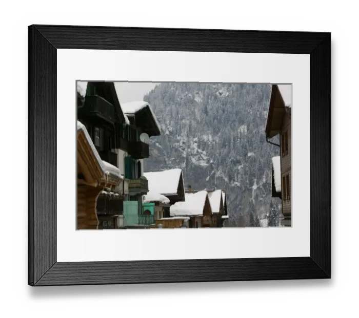 Framed Print : SWITZERLAND-Bern-LAUTERBRUNNEN: Ski Chalets / Winter Framed Print : SWITZERLAND-Bern-LAUTERBRUNNEN: Ski Chalets / Winter