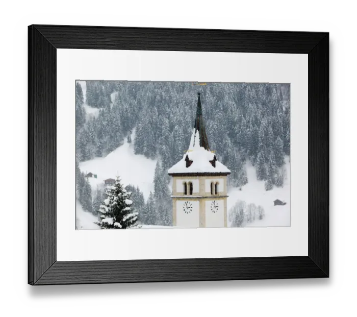 Framed Print : SWITZERLAND-Bern-GRINDELWALD: Town Church / Winter Framed Print : SWITZERLAND-Bern-GRINDELWALD: Town Church / Winter